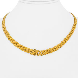 22k Yellow Gold 24.7g Solid Diamond Cut Graduated Curb Link Necklace 17"