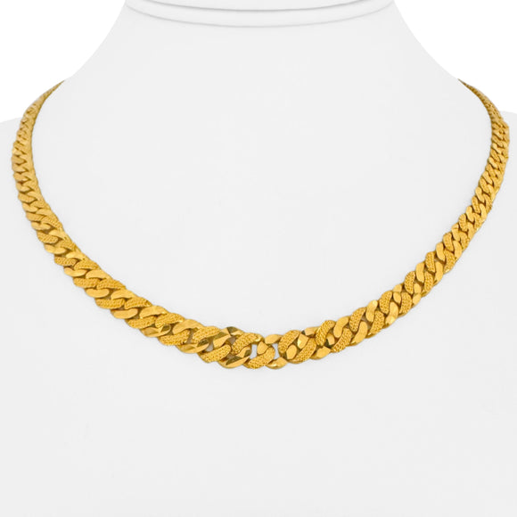 22k Yellow Gold 24.7g Solid Diamond Cut Graduated Curb Link Necklace 17