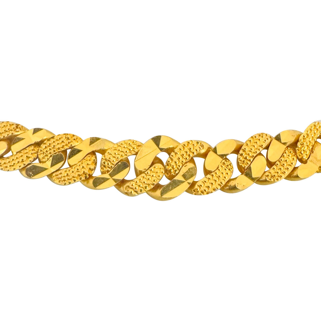 22k Yellow Gold 24.7g Solid Diamond Cut Graduated Curb Link Necklace 17"