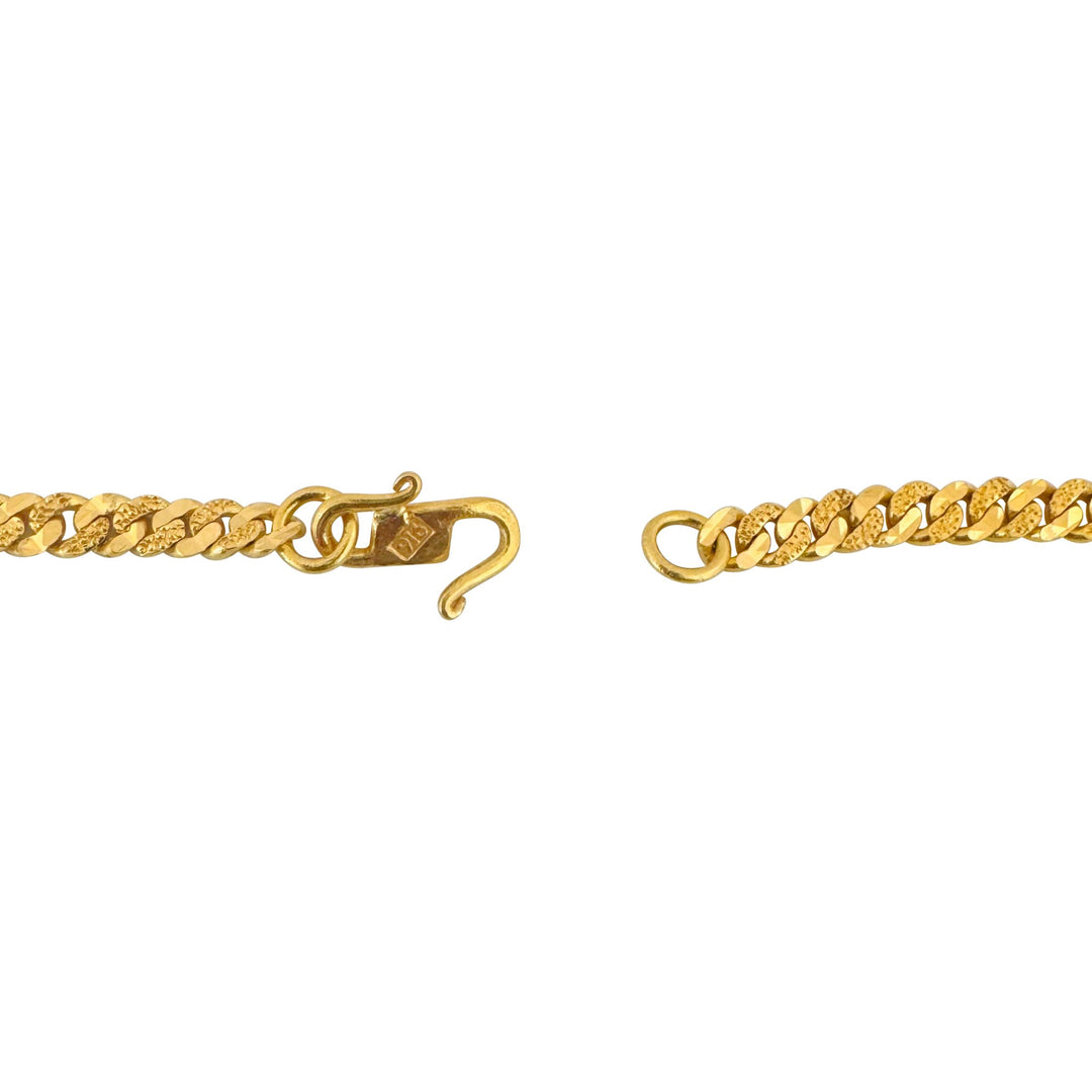 22k Yellow Gold 24.7g Solid Diamond Cut Graduated Curb Link Necklace 17"