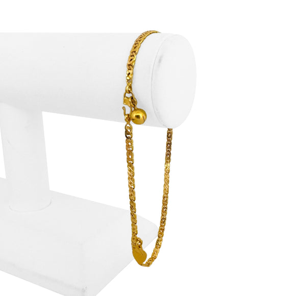 22k Yellow Gold 11.6g Solid Diamond Cut Fancy Curb Link Anklet 10
