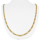 19k Portuguese Yellow Gold 24.7g Solid 3.5mm Figaro Link Chain Necklace 26"