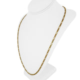 19k Portuguese Yellow Gold 24.7g Solid 3.5mm Figaro Link Chain Necklace 26"