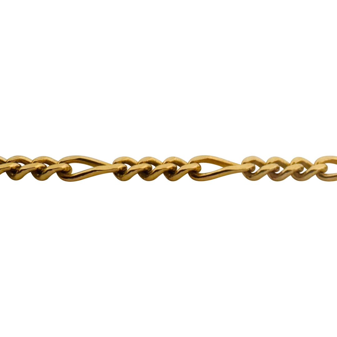 19k Portuguese Yellow Gold 24.7g Solid 3.5mm Figaro Link Chain Necklace 26"