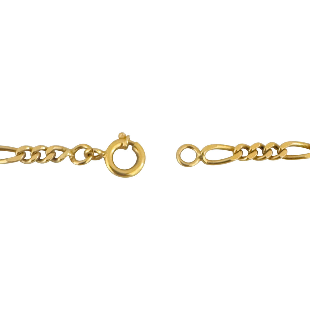 19k Portuguese Yellow Gold 24.7g Solid 3.5mm Figaro Link Chain Necklace 26"
