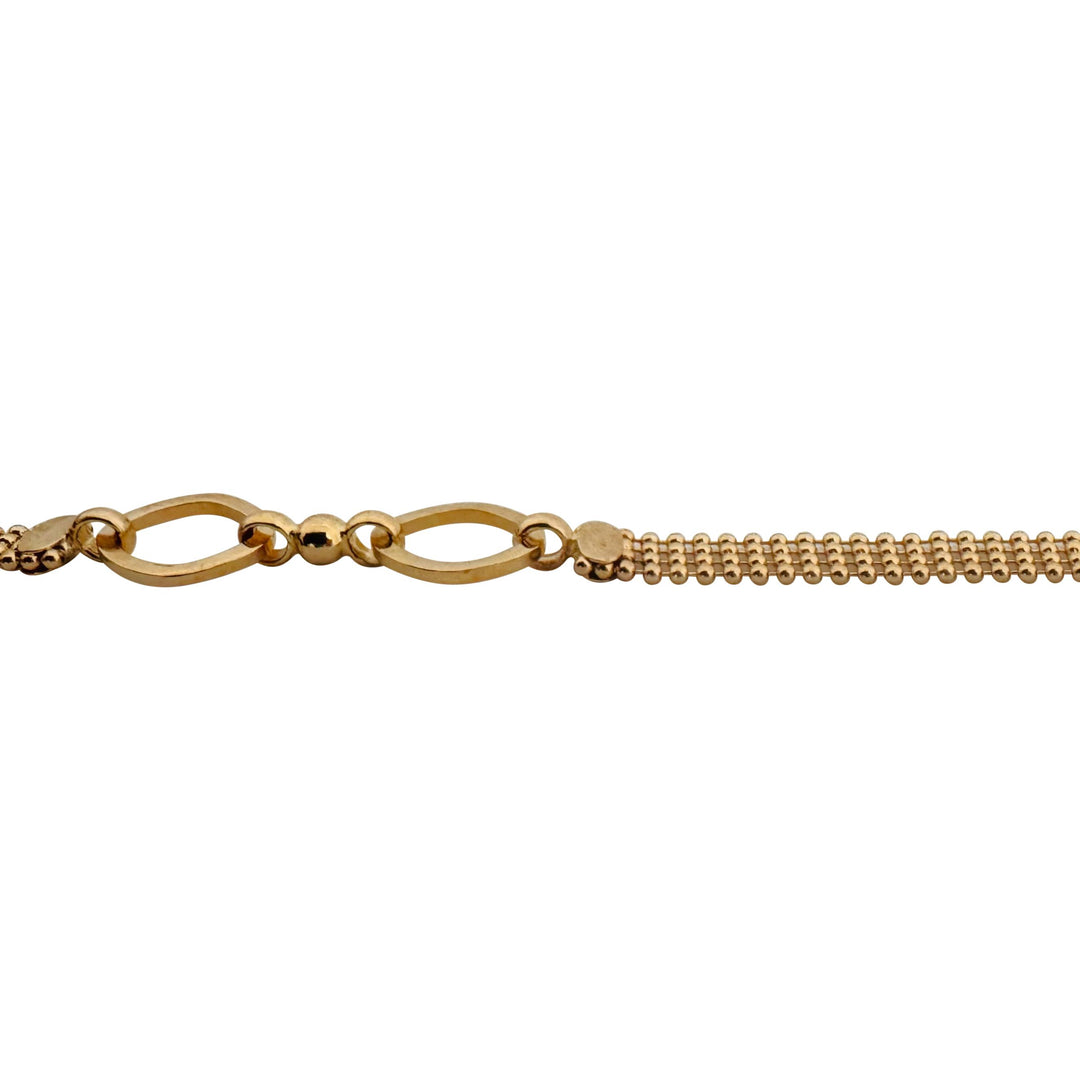 19k Portuguese Yellow Gold 7.2g Fancy Beaded Link Bracelet 8"