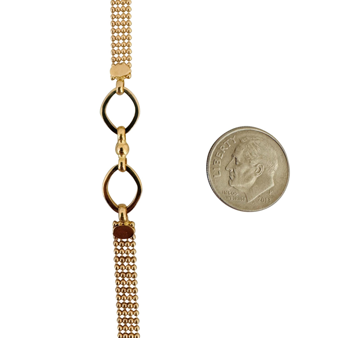 19k Portuguese Yellow Gold 7.2g Fancy Beaded Link Bracelet 8"