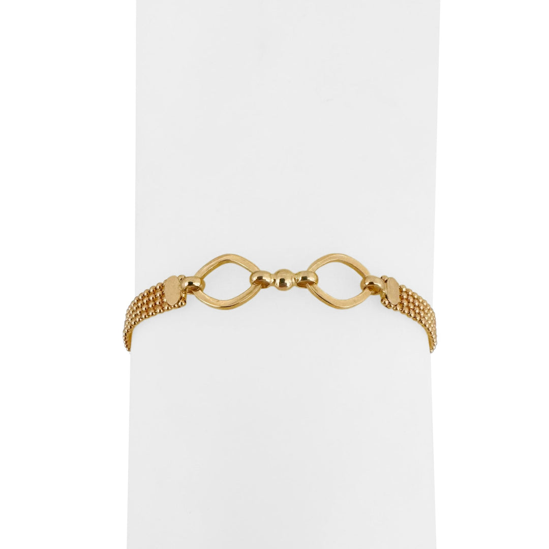 19k Portuguese Yellow Gold 7.2g Fancy Beaded Link Bracelet 8"