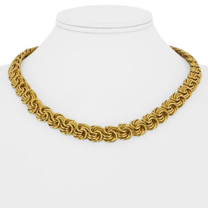18k Yellow Gold 43.5g Vintage Heavy 10mm Swirl Link Necklace Italy 18"