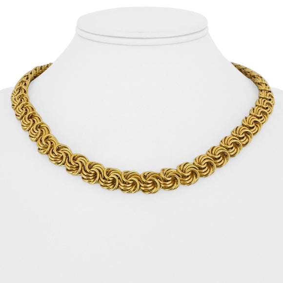 18k Yellow Gold 43.5g Vintage Heavy 10mm Swirl Link Necklace Italy 18