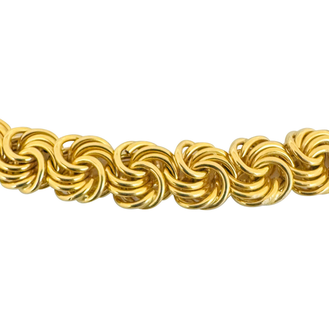 18k Yellow Gold 43.5g Vintage Heavy 10mm Swirl Link Necklace Italy 18"