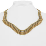 18k Yellow White and Rose Gold 49.5g Multi Strand Popcorn Necklace Italy 18"