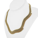 18k Yellow White and Rose Gold 49.5g Multi Strand Popcorn Necklace Italy 18"