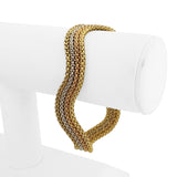18k Yellow White and Rose Gold 24.6g Four Strand Popcorn Bracelet Italy 7.5"