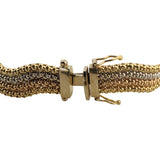 18k Yellow White and Rose Gold 24.6g Four Strand Popcorn Bracelet Italy 7.5"