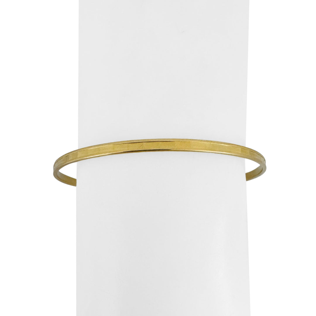 18k Yellow Gold 11.6g Solid Beveled 3mm Vintage Bangle Bracelet 8"