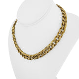 18k Yellow Gold 32g Vintage 10mm Fancy Double Curb Link Necklace Italy 16.5"