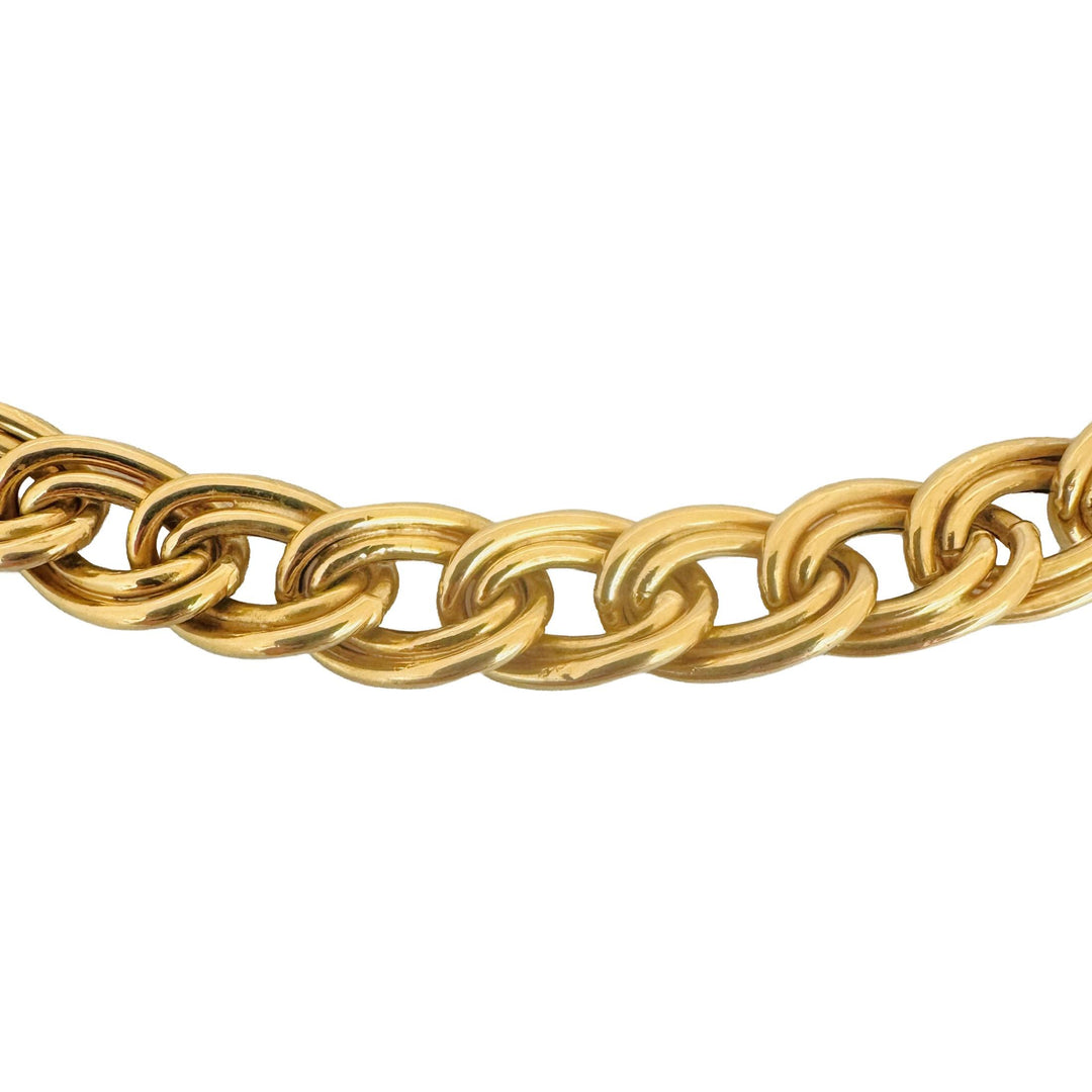 18k Yellow Gold 32g Vintage 10mm Fancy Double Curb Link Necklace Italy 16.5"