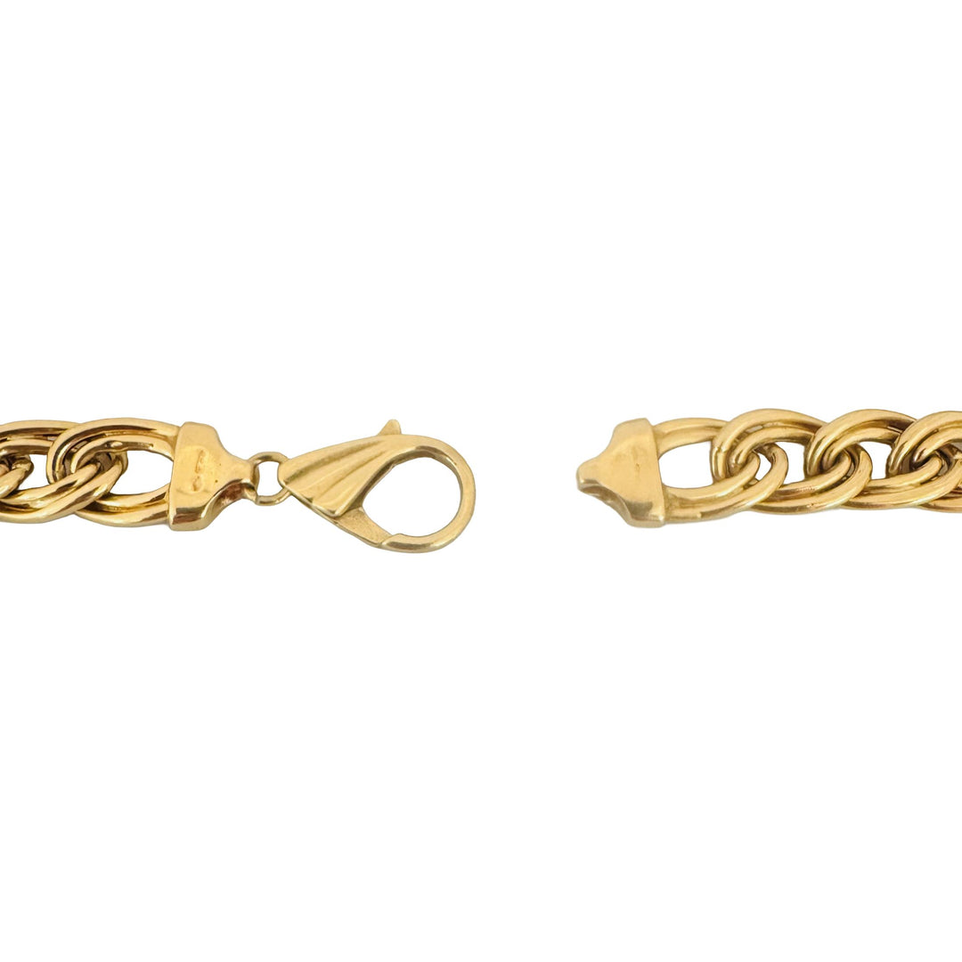 18k Yellow Gold 32g Vintage 10mm Fancy Double Curb Link Necklace Italy 16.5"