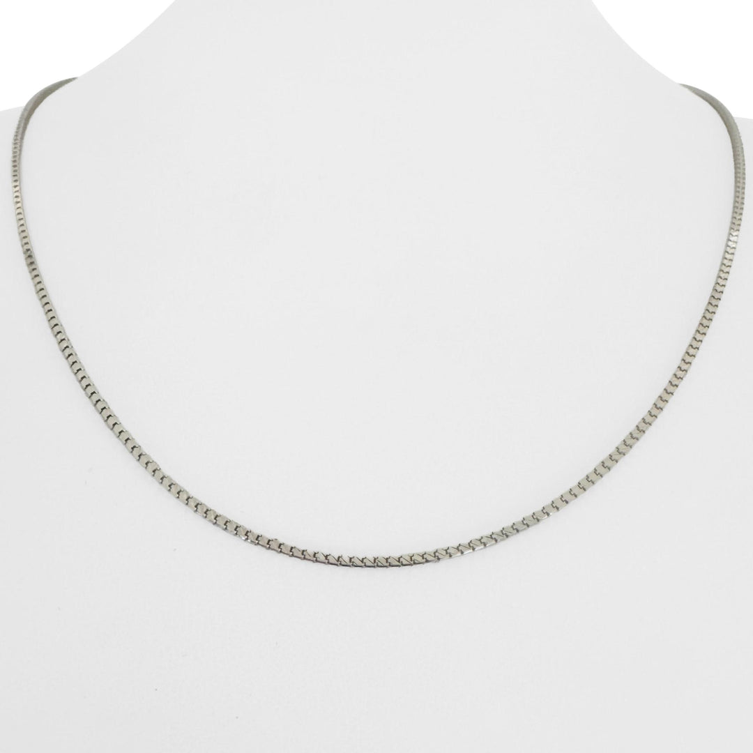 18k White Gold 4.7g Thin Light Diamond Cut Box Link Chain Necklace 19.5"