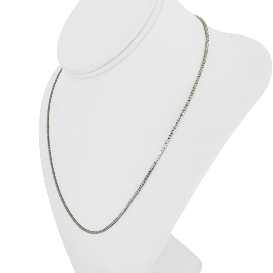 18k White Gold 4.7g Thin Light Diamond Cut Box Link Chain Necklace 19.5"