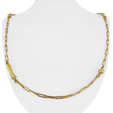 18k Yellow Gold 21.8g Ball and Bar Station Paperclip Link Necklace Italy 27"