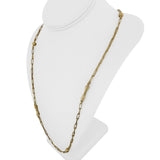 18k Yellow Gold 21.8g Ball and Bar Station Paperclip Link Necklace Italy 27"
