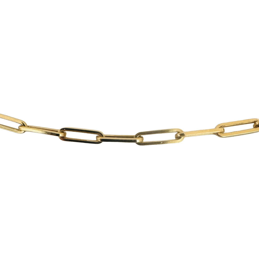 18k Yellow Gold 21.8g Ball and Bar Station Paperclip Link Necklace Italy 27"