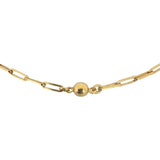 18k Yellow Gold 21.8g Ball and Bar Station Paperclip Link Necklace Italy 27"