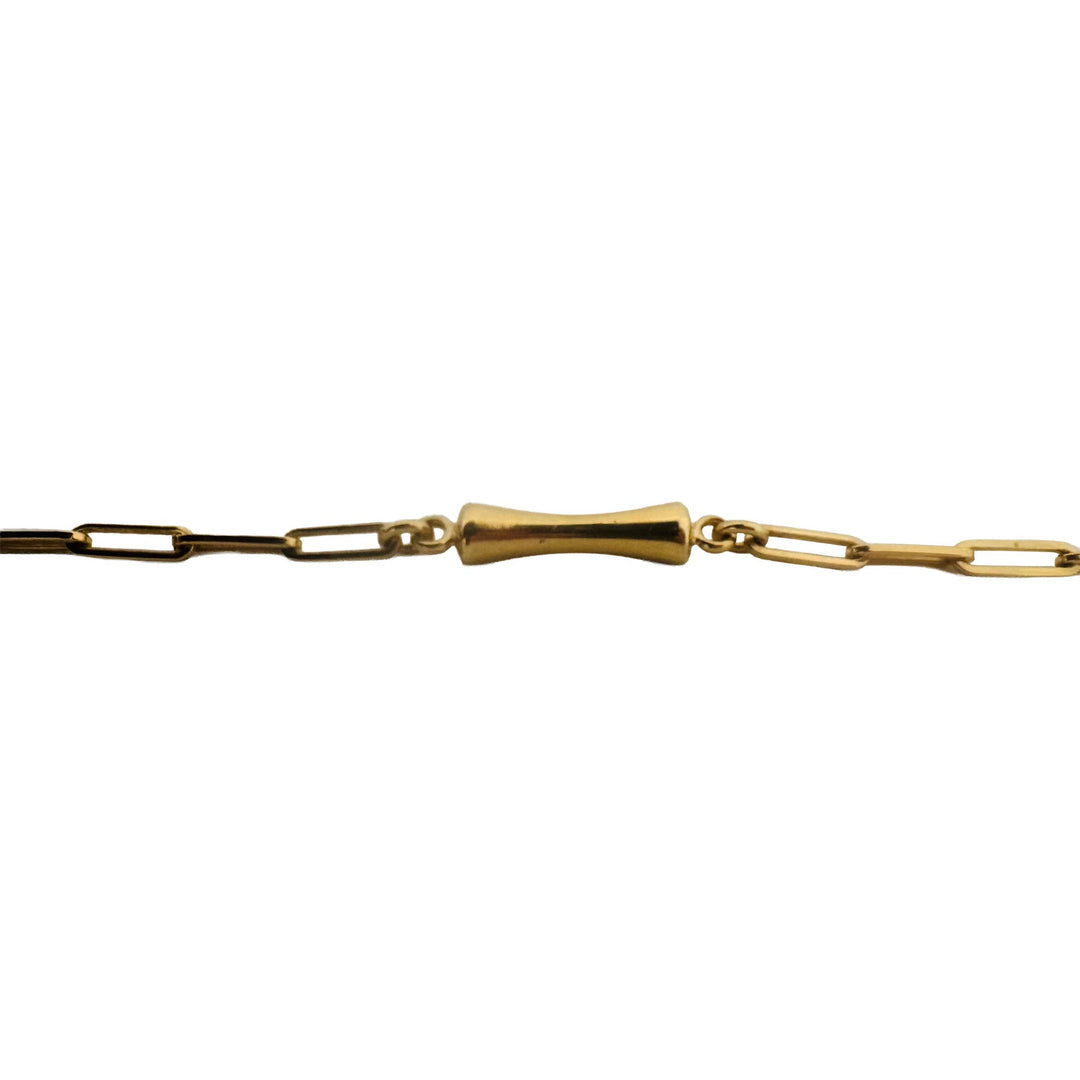 18k Yellow Gold 21.8g Ball and Bar Station Paperclip Link Necklace Italy 27"
