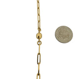 18k Yellow Gold 21.8g Ball and Bar Station Paperclip Link Necklace Italy 27"