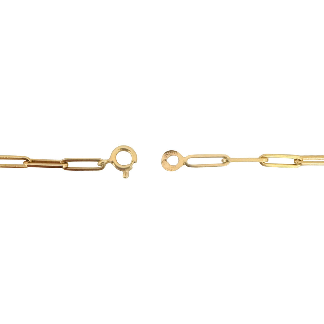 18k Yellow Gold 21.8g Ball and Bar Station Paperclip Link Necklace Italy 27"