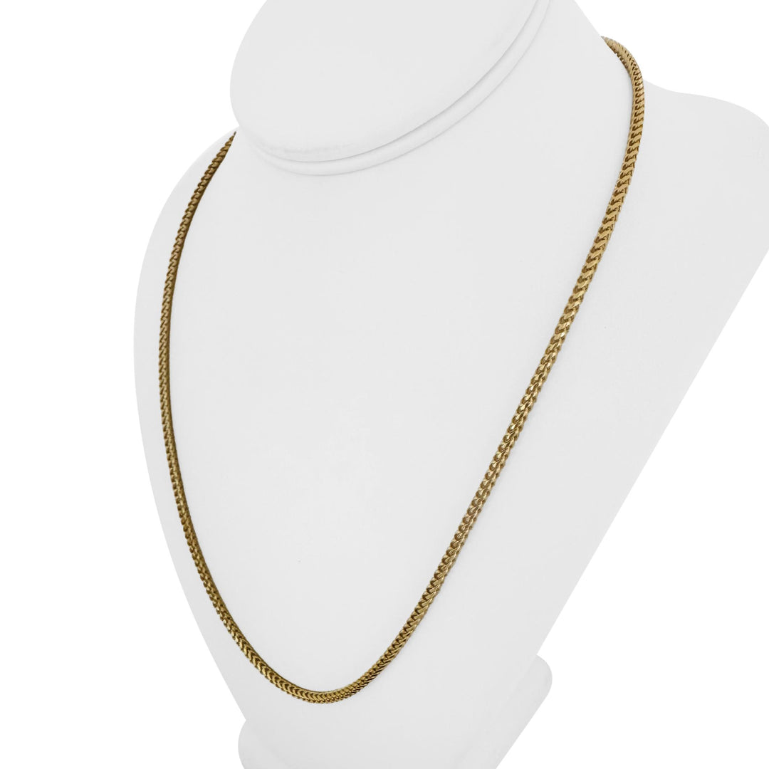 18k Yellow Gold 25.9g Solid 2.5mm Squared Franco Link Chain Necklace Italy 22"