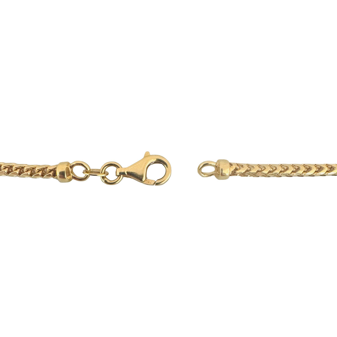 18k Yellow Gold 25.9g Solid 2.5mm Squared Franco Link Chain Necklace Italy 22"