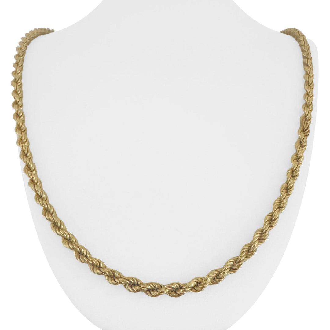 18k Yellow Gold 21.6g Hollow Vintage 4.5mm Rope Chain Necklace Italy 26"