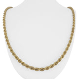 18k Yellow Gold 21.6g Hollow Vintage 4.5mm Rope Chain Necklace Italy 26"