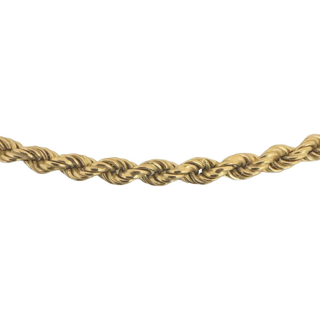18k Yellow Gold 21.6g Hollow Vintage 4.5mm Rope Chain Necklace Italy 26"