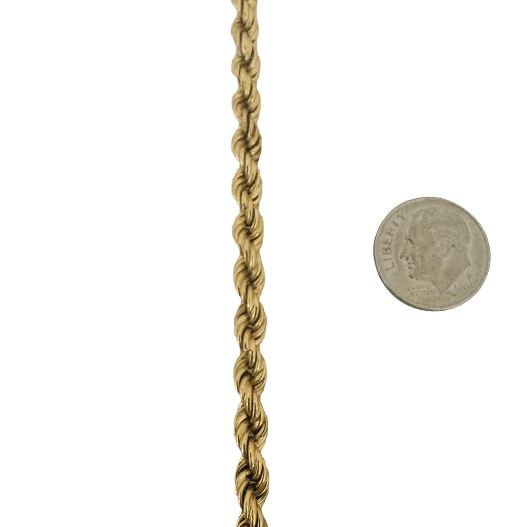 18k Yellow Gold 21.6g Hollow Vintage 4.5mm Rope Chain Necklace Italy 26"
