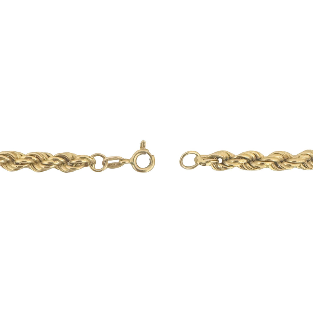 18k Yellow Gold 21.6g Hollow Vintage 4.5mm Rope Chain Necklace Italy 26"