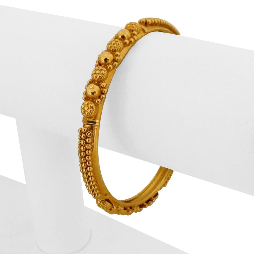 22k Yellow Gold 14.9g Solid Beaded Vintage Slip On Bangle Bracelet 7"