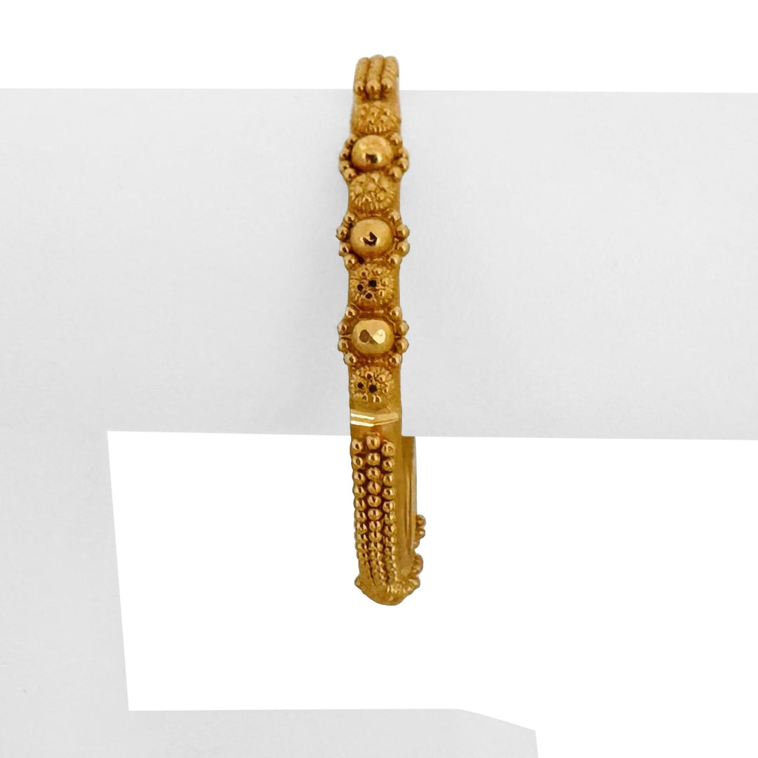 22k Yellow Gold 14.9g Solid Beaded Vintage Slip On Bangle Bracelet 7"