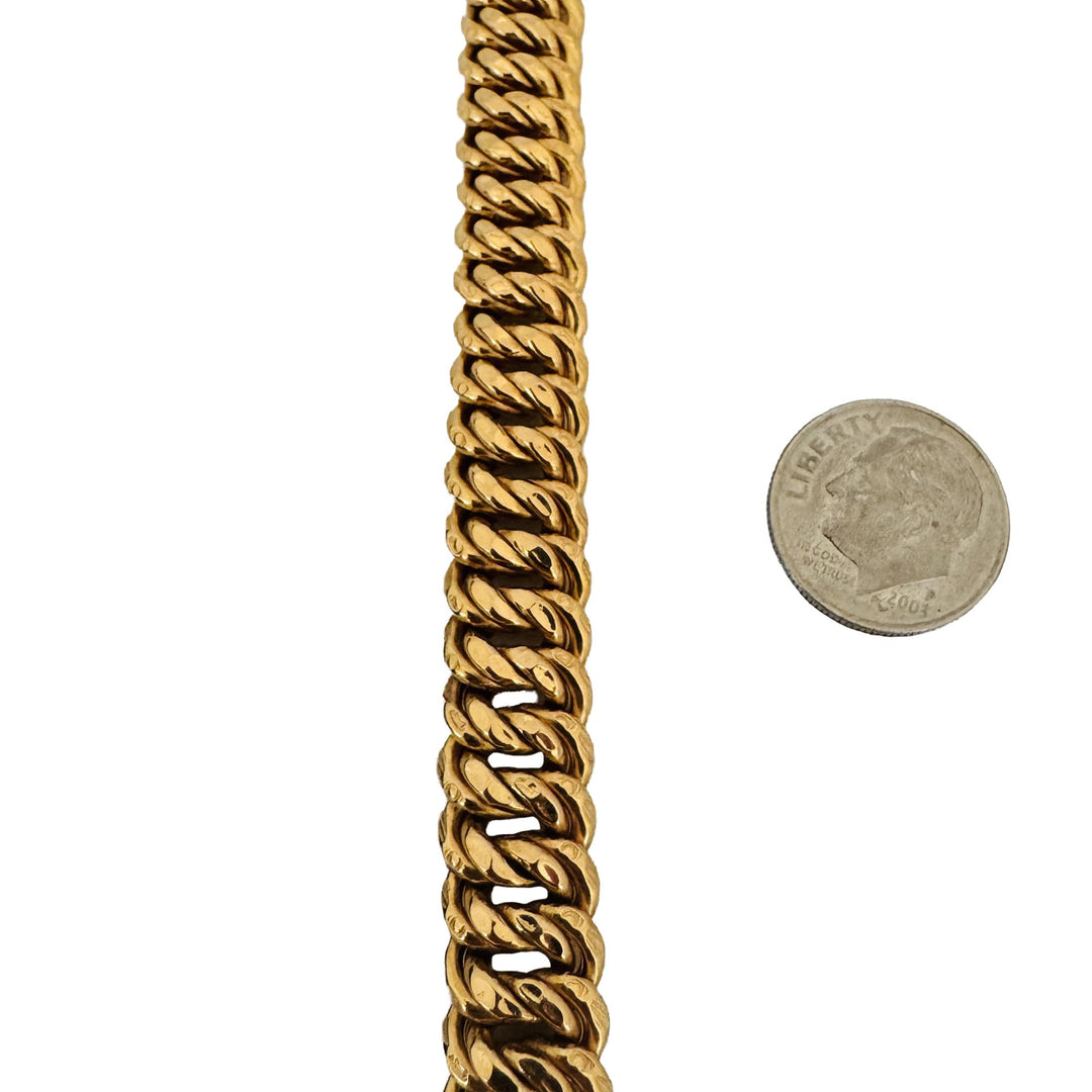 14k Yellow Gold 19g Vintage Diamond Cut 10mm Twisted Curb Link Bracelet Italy 8"