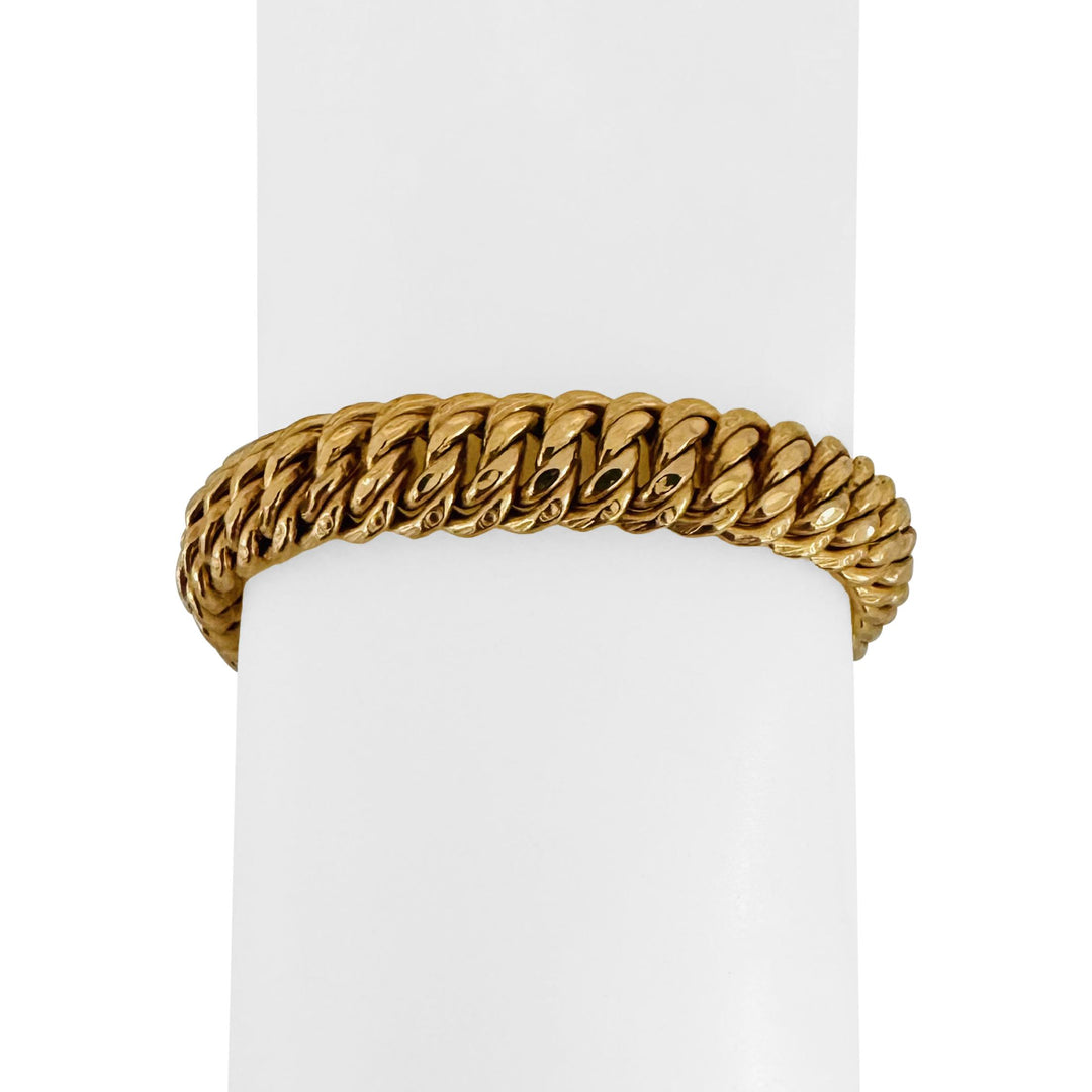 14k Yellow Gold 19g Vintage Diamond Cut 10mm Twisted Curb Link Bracelet Italy 8"