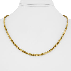 18k Yellow Gold 10g Semi Solid 3.5mm Wheat Link Chain Necklace Italy 19.5"