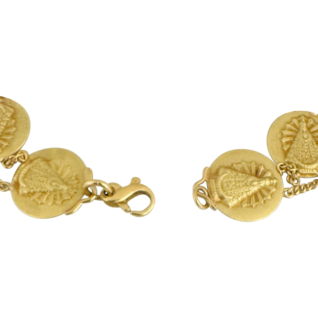18k Yellow Gold 17.4g Vintage Our Lady of Aparecida Medallion Bracelet 7.25"