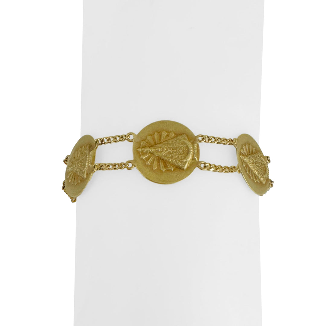 18k Yellow Gold 17.4g Vintage Our Lady of Aparecida Medallion Bracelet 7.25"