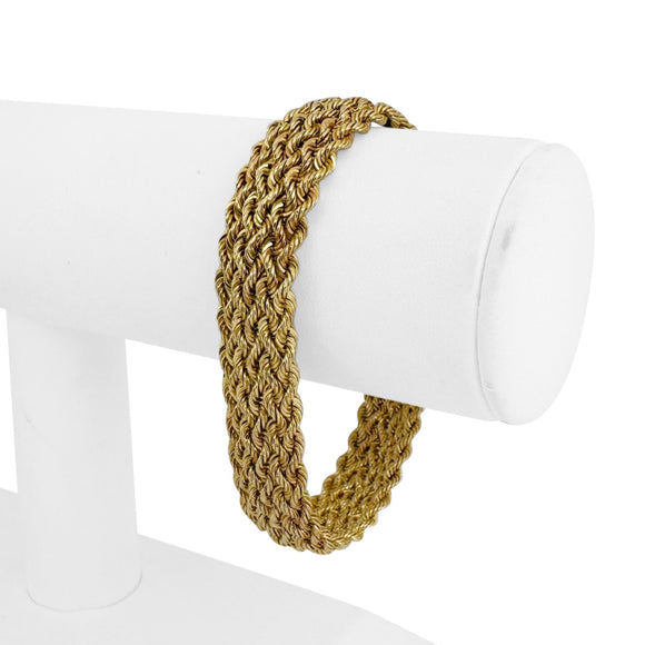 14k Yellow Gold 12.2g Hollow Ladies 14mm Braided Rope Bracelet Peru 7.5