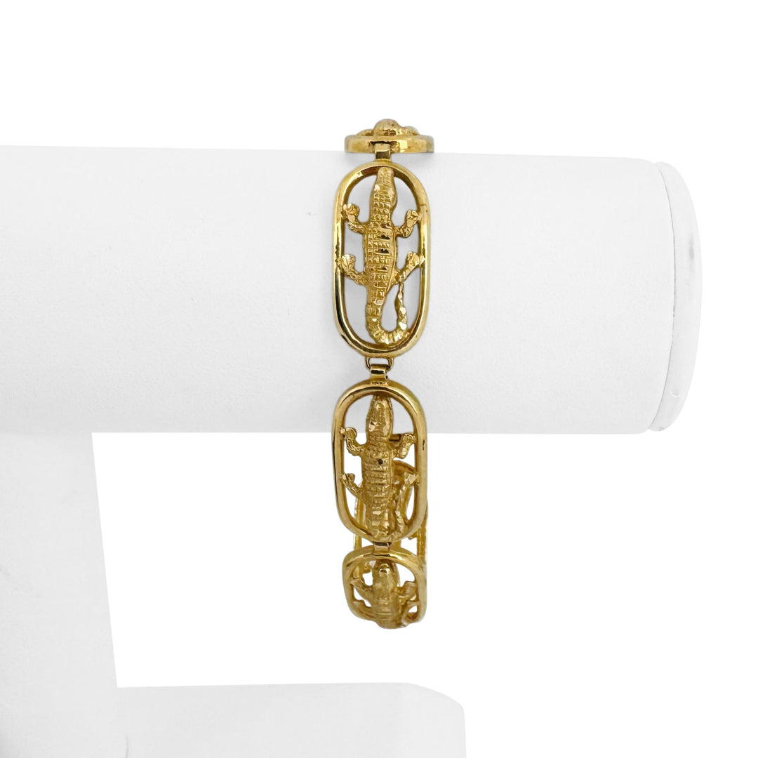 14k Yellow Gold 18.8g Solid Ladies 13mm Alligator Link Bracelet 7.25"