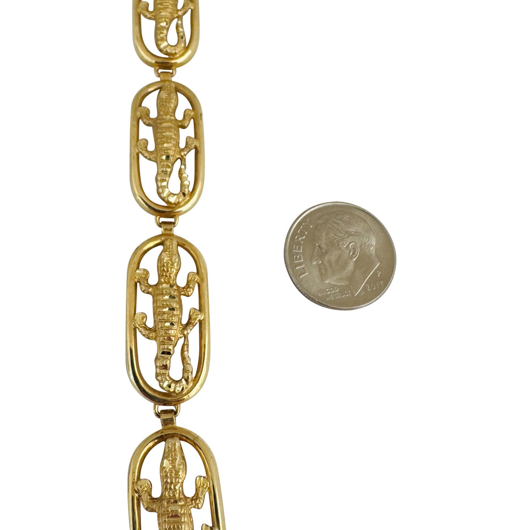 14k Yellow Gold 18.8g Solid Ladies 13mm Alligator Link Bracelet 7.25"