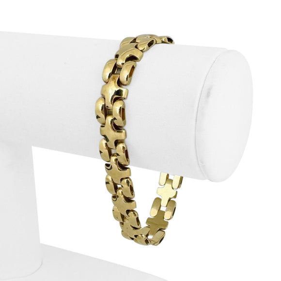 14k Yellow Gold 19.3g Ladies Polished 10mm Fancy Link Bracelet Italy 7.25
